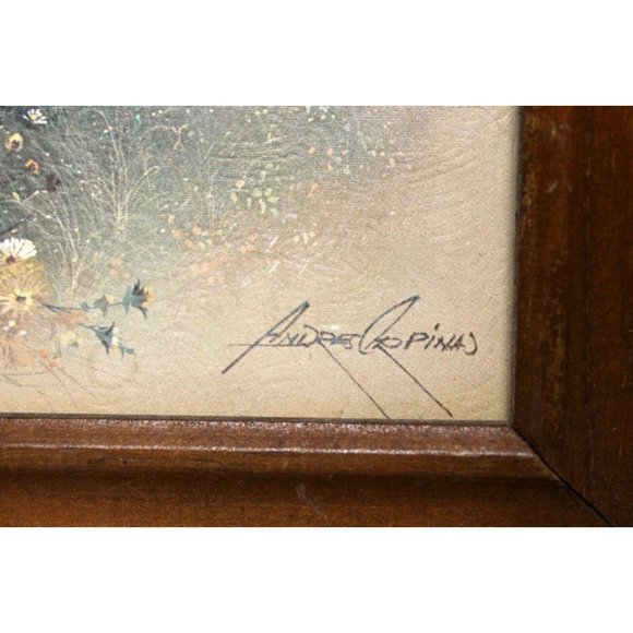 2 VTG Framed Signed Andres Orpinas Canvas Like Prints English Tudor Countryside - Picture 11 of 12